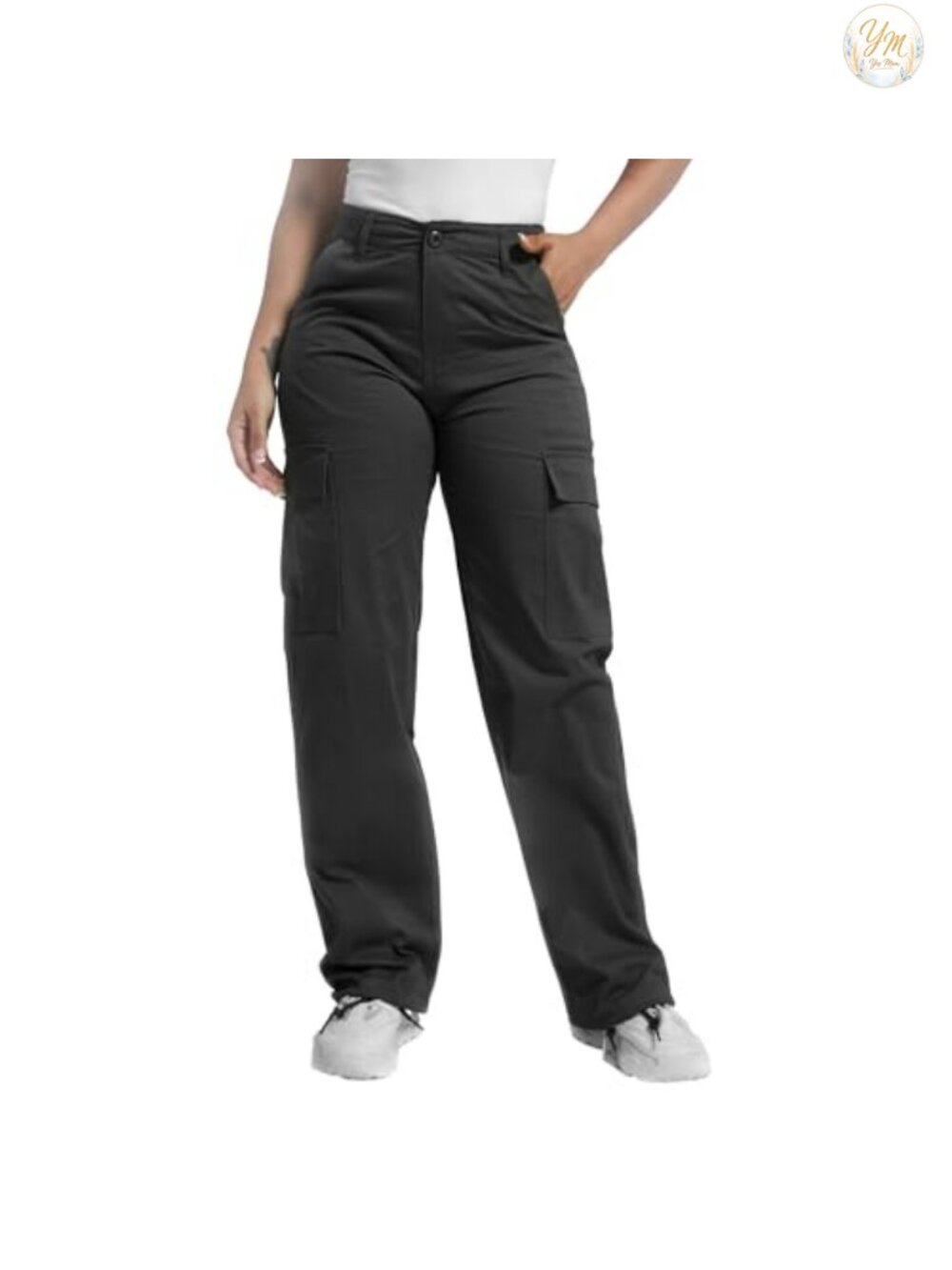 Women's Baggy Cargo Pants Relaxed Fit Cotton Hiking Pants with 6 Pockets